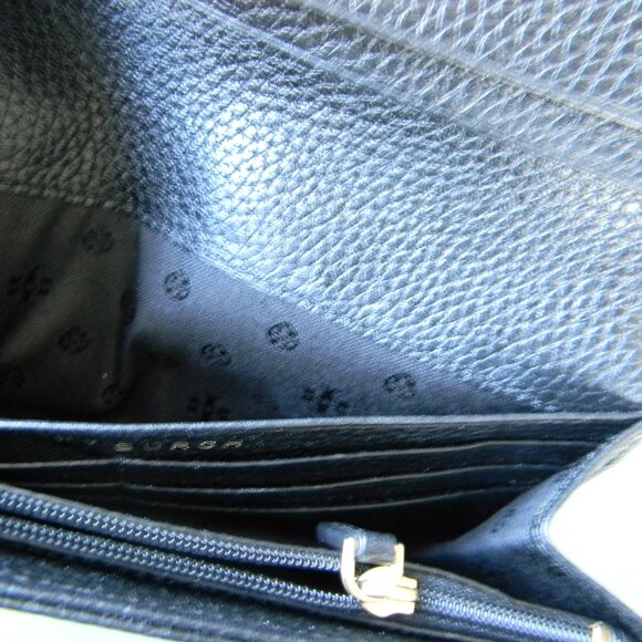 Tory Burch Marion BLACK PEBBLE LEATHER Envelope Continental Wallet - Picture 8 of 9